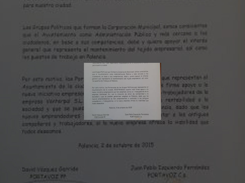 Imagen La Junta de Portavoces emite una declaración institucional apoyando a los trabajadores de Venterpal