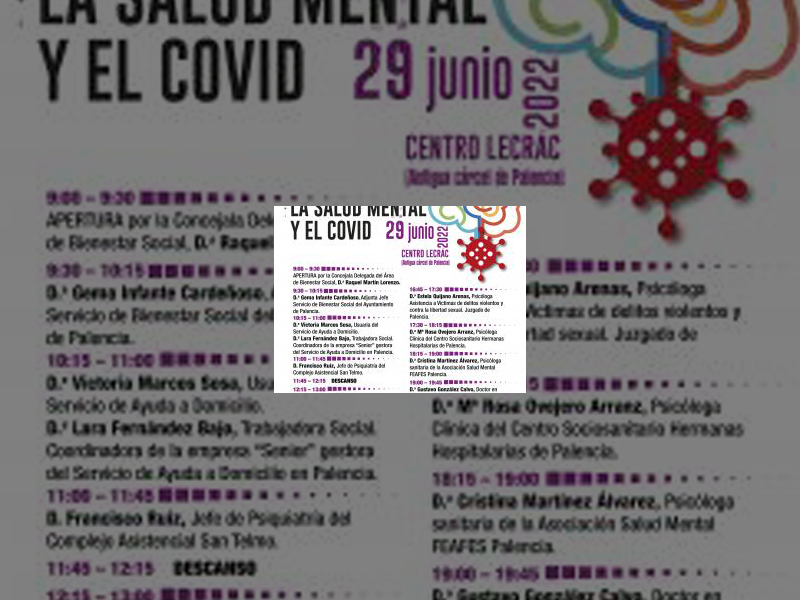 Imagen Palencia acoge la I Jornada sobre Salud Mental y el Covid el próximo miércoles, 29 de junio